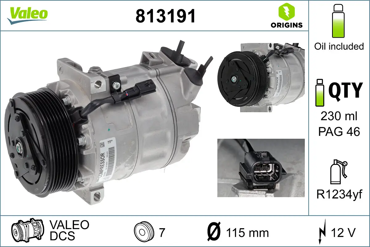 Kompressor, Klimaanlage 12 V VALEO 813191