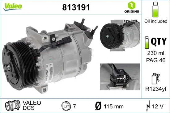 Kompressor, Klimaanlage 12 V VALEO 813191 Bild Kompressor, Klimaanlage 12 V VALEO 813191