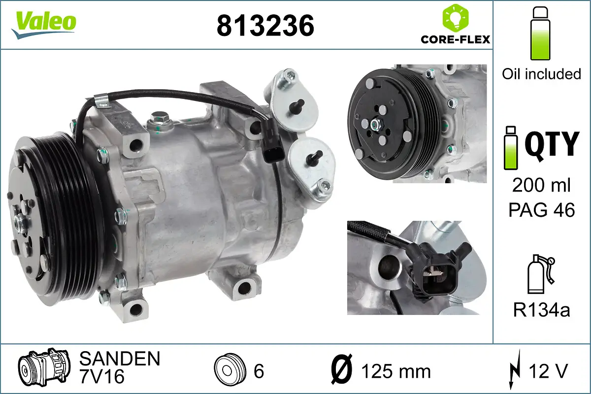 Kompressor, Klimaanlage 12 V VALEO 813236