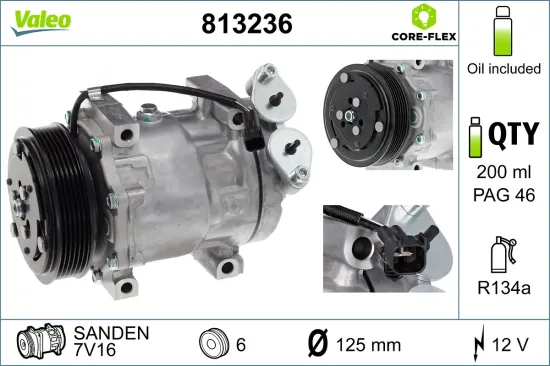 Kompressor, Klimaanlage 12 V VALEO 813236 Bild Kompressor, Klimaanlage 12 V VALEO 813236