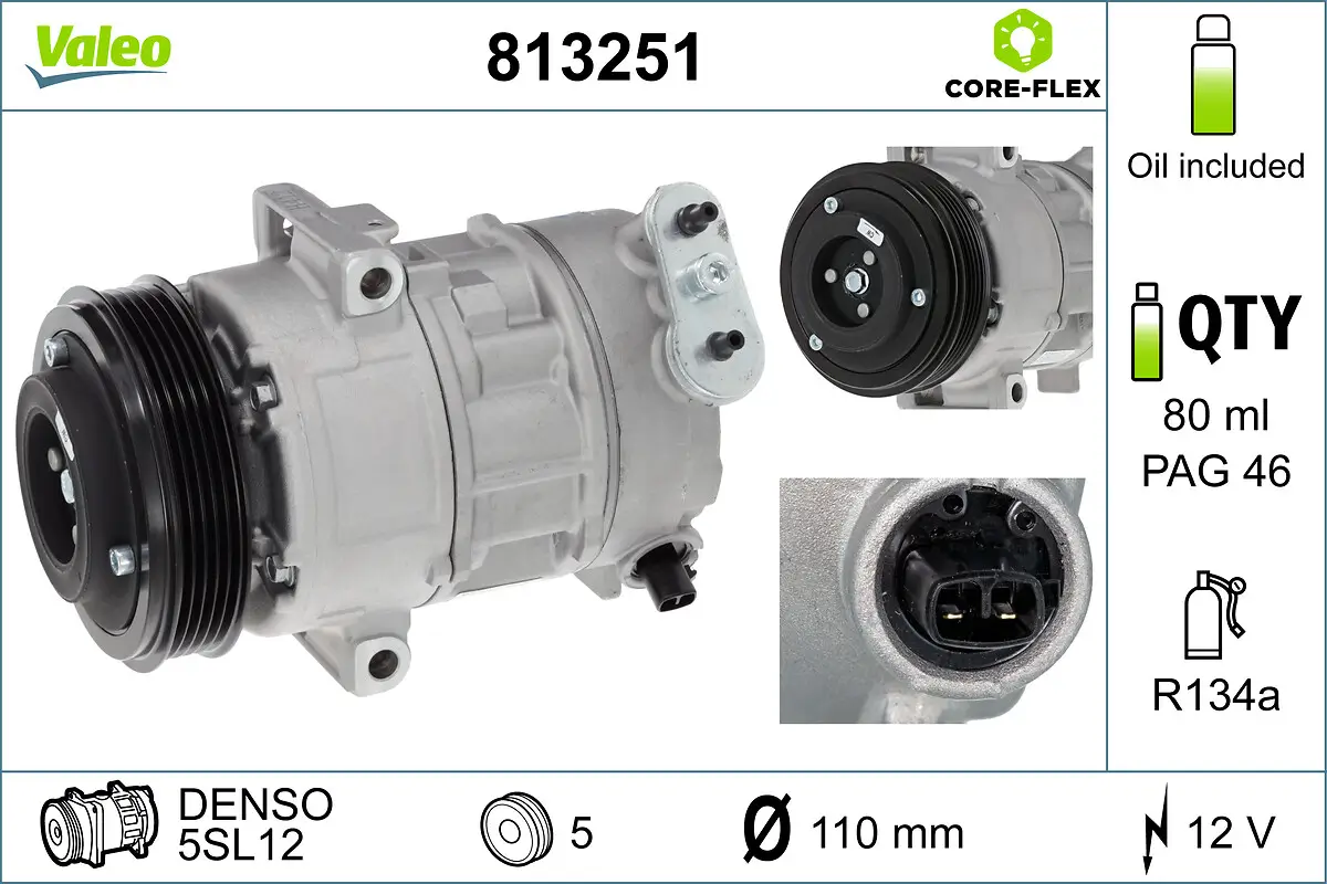 Kompressor, Klimaanlage 12 V VALEO 813251