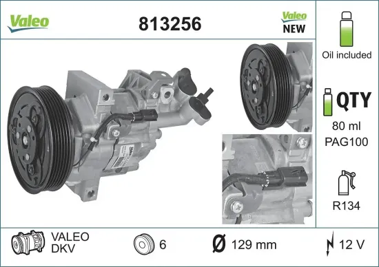 Kompressor, Klimaanlage 12 V VALEO 813256 Bild Kompressor, Klimaanlage 12 V VALEO 813256