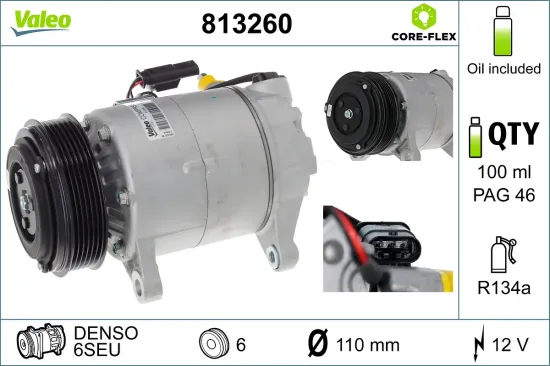 Kompressor, Klimaanlage 12 V VALEO 813260 Bild Kompressor, Klimaanlage 12 V VALEO 813260