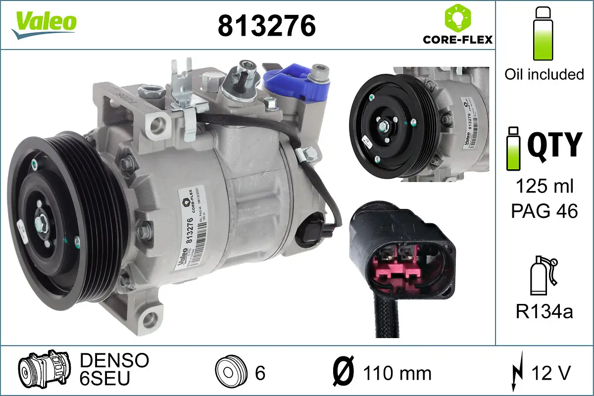 Kompressor, Klimaanlage 12 V VALEO 813276