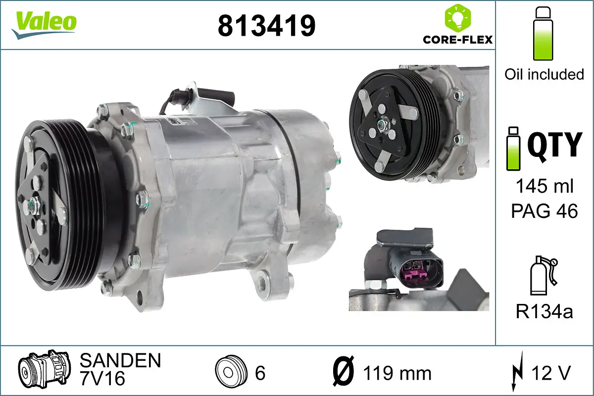 Kompressor, Klimaanlage 12 V VALEO 813419