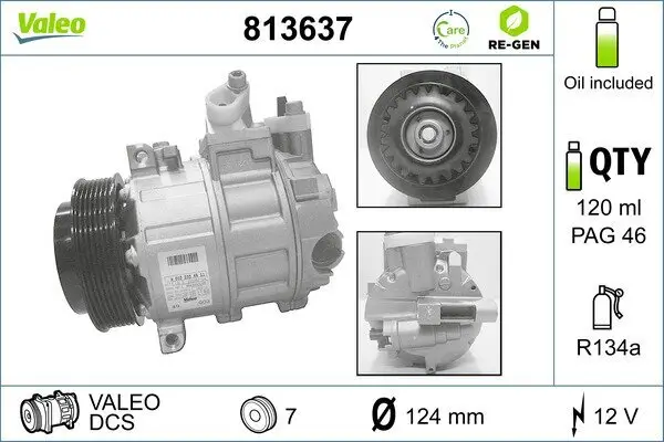 Kompressor, Klimaanlage 12 V VALEO 813637