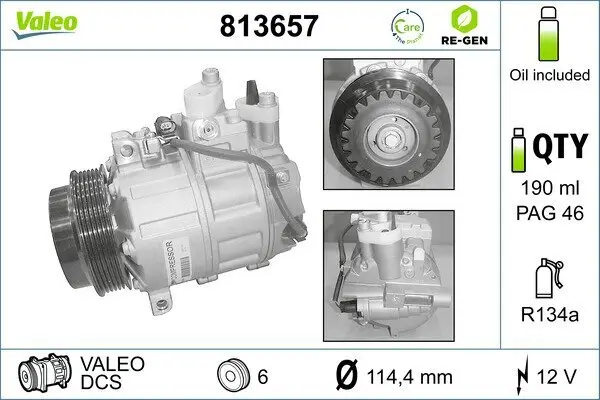 Kompressor, Klimaanlage 12 V VALEO 813657