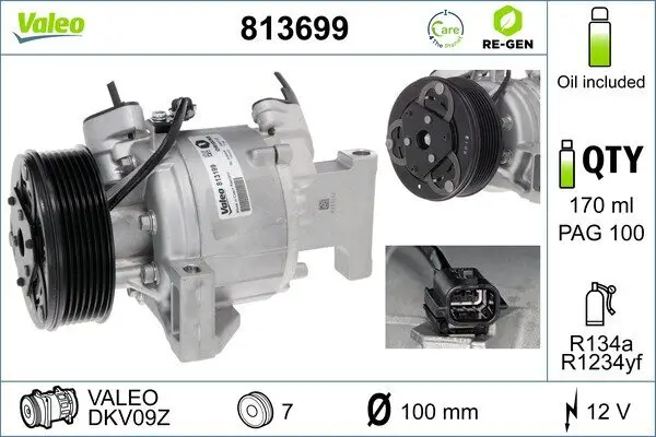 Kompressor, Klimaanlage 12 V VALEO 813699