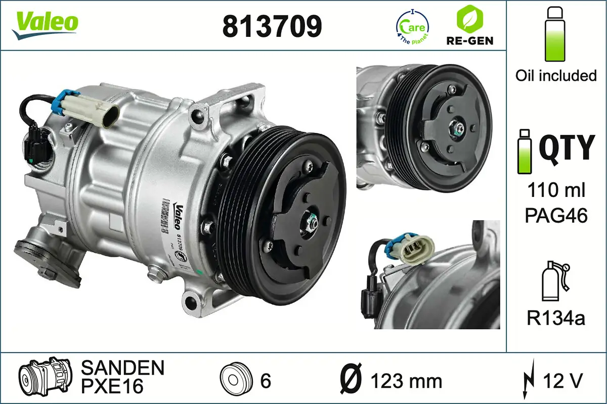 Kompressor, Klimaanlage 12 V VALEO 813709