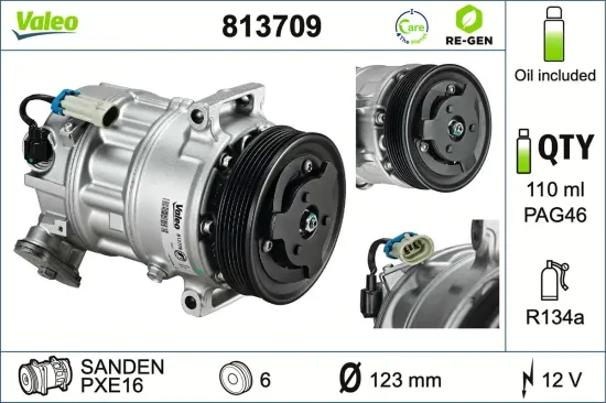 Kompressor, Klimaanlage 12 V VALEO 813709 Bild Kompressor, Klimaanlage 12 V VALEO 813709