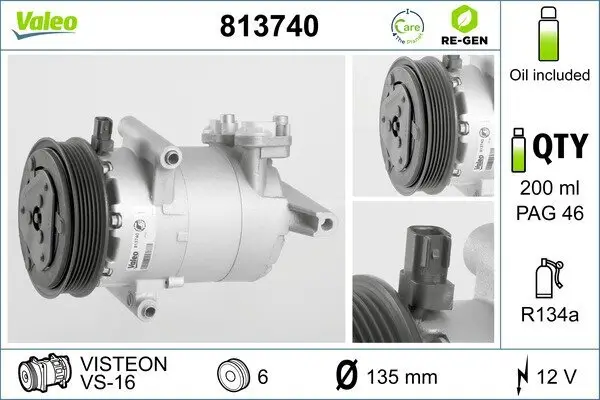 Kompressor, Klimaanlage 12 V VALEO 813740