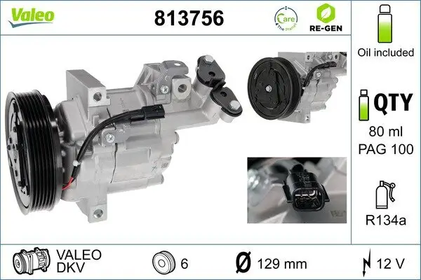 Kompressor, Klimaanlage 12 V VALEO 813756