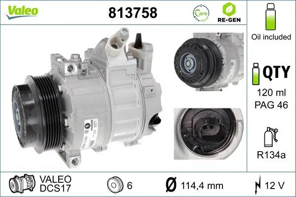 Kompressor, Klimaanlage 12 V VALEO 813758