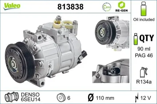 Kompressor, Klimaanlage 12 V VALEO 813838 Bild Kompressor, Klimaanlage 12 V VALEO 813838