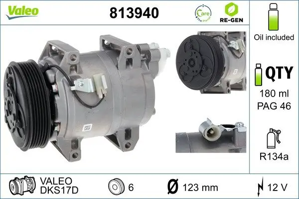 Kompressor, Klimaanlage 12 V VALEO 813940