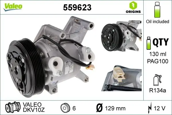 Kompressor, Klimaanlage 12 V VALEO 559623