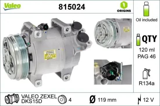 Kompressor, Klimaanlage 12 V VALEO 815024 Bild Kompressor, Klimaanlage 12 V VALEO 815024