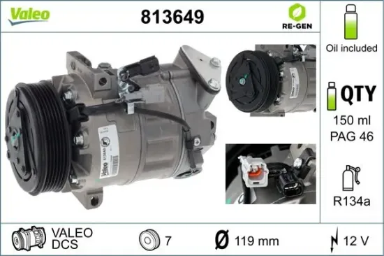 Kompressor, Klimaanlage 12 V VALEO 813649 Bild Kompressor, Klimaanlage 12 V VALEO 813649