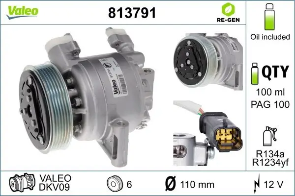 Kompressor, Klimaanlage 12 V VALEO 813791