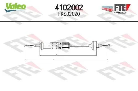 Seilzug, Kupplungsbetätigung VALEO 4102002 Bild Seilzug, Kupplungsbetätigung VALEO 4102002