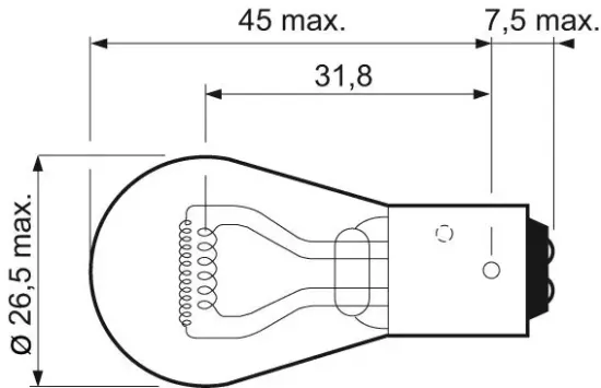 Glühlampe, Brems-/Schlusslicht 12 V 21/4 W P21/4W VALEO 032105 Bild Glühlampe, Brems-/Schlusslicht 12 V 21/4 W P21/4W VALEO 032105