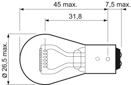 Glühlampe, Blinkleuchte 12 V 21/5 W P21/5W VALEO 032107 Bild Glühlampe, Blinkleuchte 12 V 21/5 W P21/5W VALEO 032107