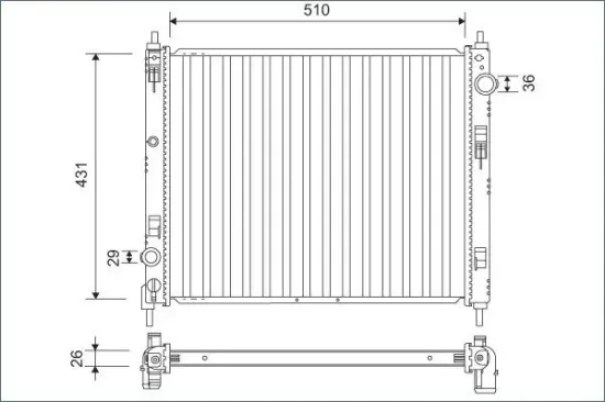 Kühler, Motorkühlung VALEO 701160 Bild Kühler, Motorkühlung VALEO 701160