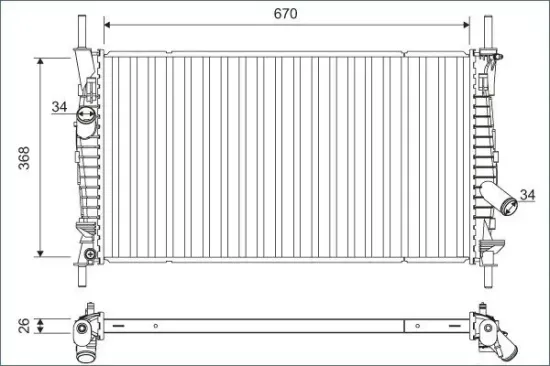 Kühler, Motorkühlung VALEO 701165 Bild Kühler, Motorkühlung VALEO 701165