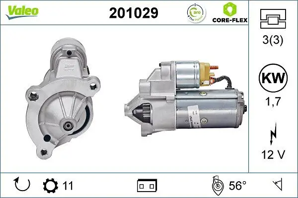 Starter 12 V 1,7 kW VALEO 201029