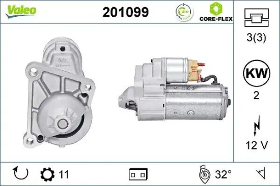 Starter 12 V 2 kW VALEO 201099 Bild Starter 12 V 2 kW VALEO 201099