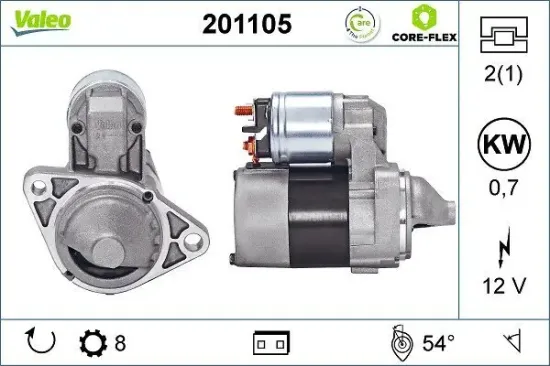 Starter 12 V 0,7 kW VALEO 201105 Bild Starter 12 V 0,7 kW VALEO 201105