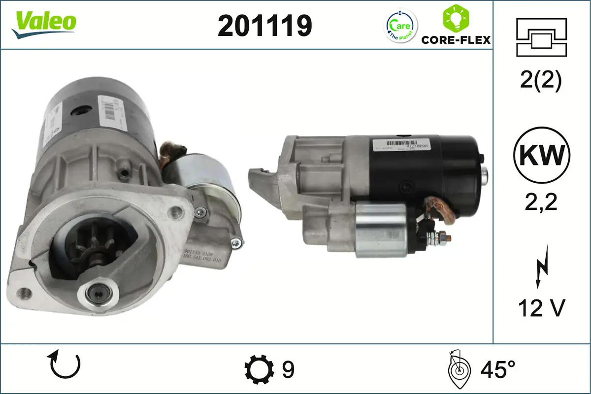 Starter 12 V 2,2 kW VALEO 201119