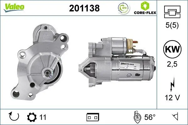 Starter 12 V 2,5 kW VALEO 201138