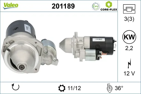 Starter 12 V 2,2 kW VALEO 201189 Bild Starter 12 V 2,2 kW VALEO 201189
