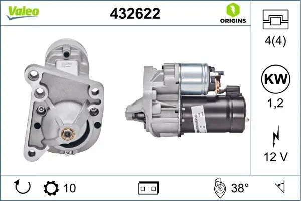 Starter 12 V 1,2 kW VALEO 432622