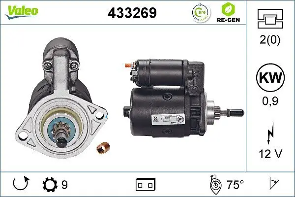Starter 12 V 0,9 kW VALEO 433269