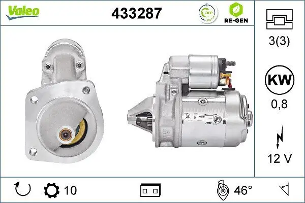 Starter 12 V 0,8 kW VALEO 433287