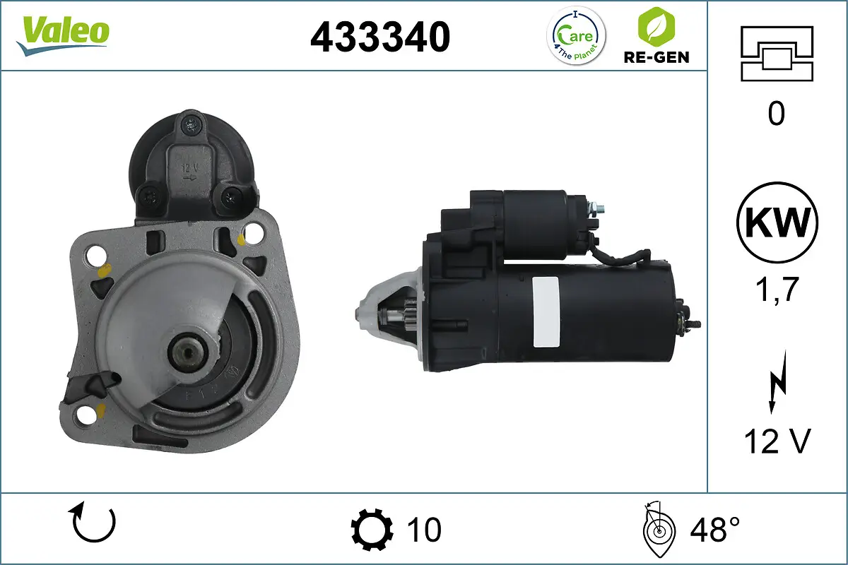 Starter 12 V 1,7 kW VALEO 433340
