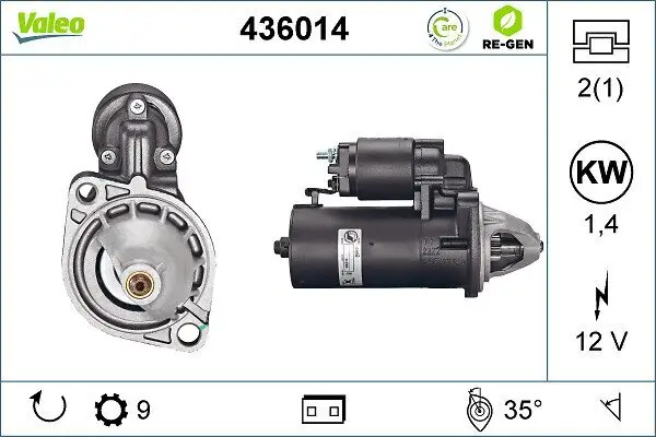Starter 12 V 1,4 kW VALEO 436014