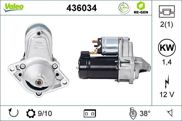 Starter 12 V 1,4 kW VALEO 436034