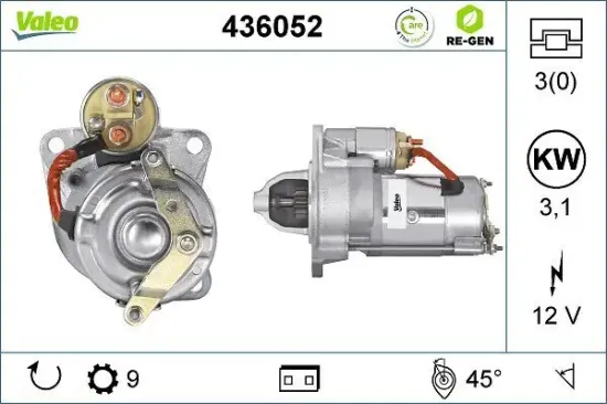 Starter 12 V 3,1 kW VALEO 436052 Bild Starter 12 V 3,1 kW VALEO 436052