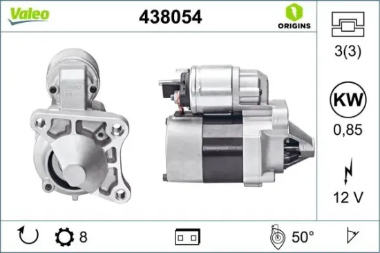Starter 12 V 0,85 kW VALEO 438054 Bild Starter 12 V 0,85 kW VALEO 438054