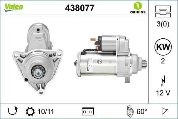 Starter 12 V 2 kW VALEO 438077