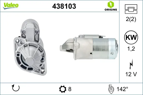 Starter 12 V 1,2 kW VALEO 438103 Bild Starter 12 V 1,2 kW VALEO 438103