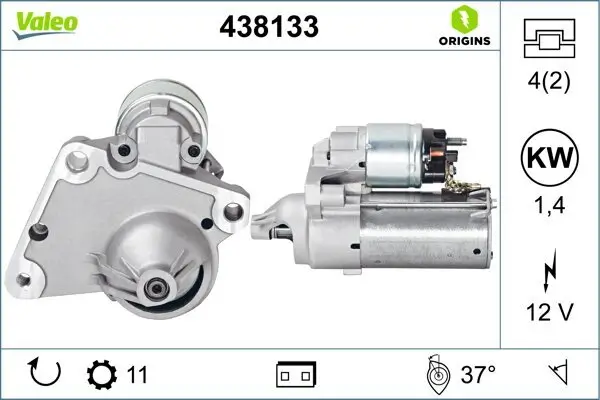 Starter 12 V 1,4 kW VALEO 438133