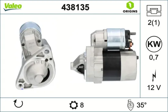 Starter 12 V 0,7 kW VALEO 438135 Bild Starter 12 V 0,7 kW VALEO 438135