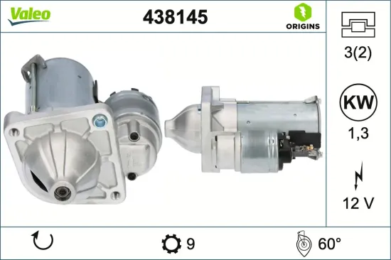 Starter 12 V 1,3 kW VALEO 438145 Bild Starter 12 V 1,3 kW VALEO 438145