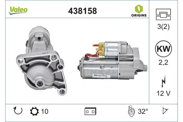 Starter 12 V 2,2 kW VALEO 438158