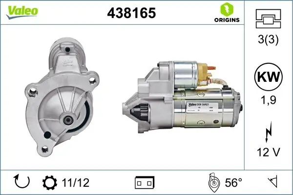 Starter 12 V 1,9 kW VALEO 438165