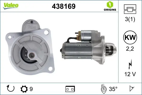 Starter 12 V 2,2 kW VALEO 438169